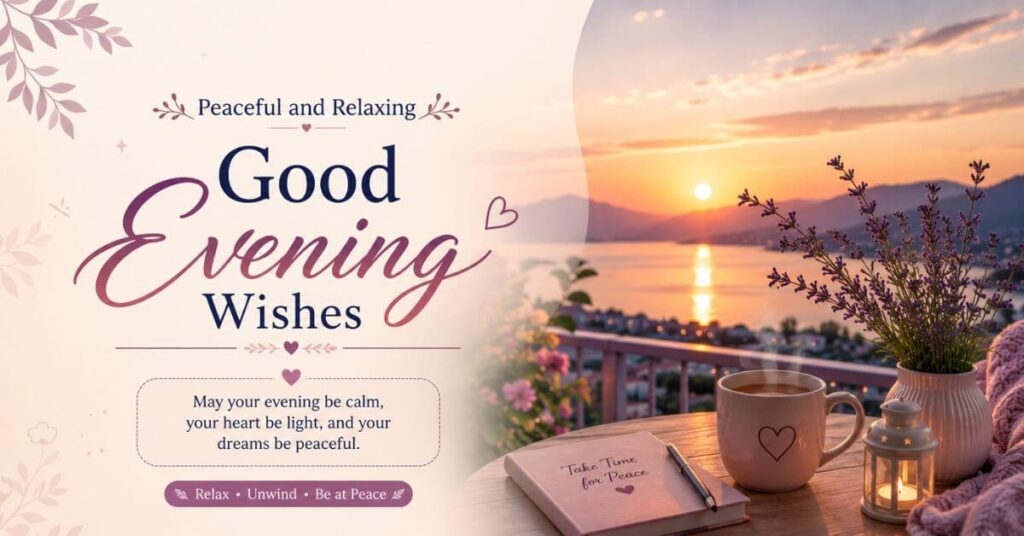 Peaceful and Relaxing Good Evening Wishes